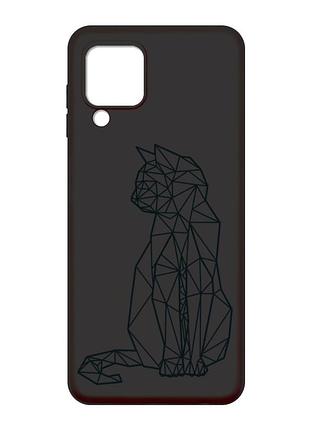Матовый черный чехол на samsung galaxy m32 / a22 / m22 4g :: кошечка (принт 124)