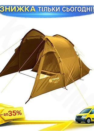 Ku намет terra incognita universal fit camp 4 пісочний для 4 осіб кемпінговий намет тунельного типу дл uni2l_k