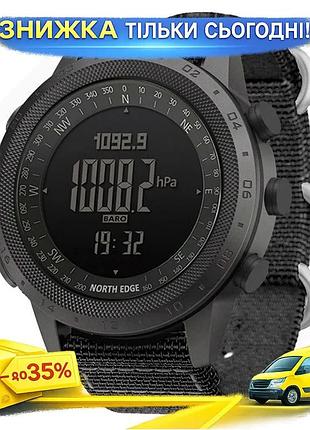 Ku часы мужские тактические universal fit north edge водонепроницаемые с компасом черные для спорта и uni2l_k