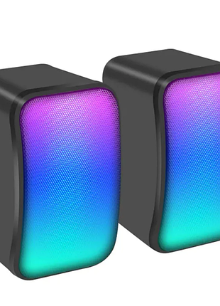 Комп'ютерна акустика kisonli x17 з led підсвічуванням з роз'ємами aux 3.5mm потужність 3w black