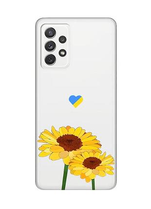 Прозрачный чехол на samsung galaxy a72 (a725) :: желтые цветы (принт 364)