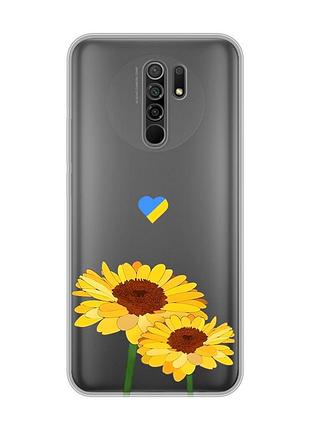 Прозорий чохол на xiaomi redmi 9 :: жовті квіти (принт 364)