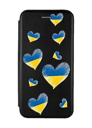Чехол-книжка с рисунком для xiaomi redmi 9c/10a черный :: сердечка. украина (принт 258)