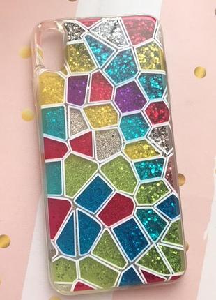 Силиконовый чехол с переливающимися блестками на iphone xs max витражи
