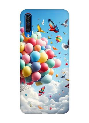 Матовый чехол с розовыми боками на samsung galaxy a50 (2019) a505/a30s :: воздушные шарики (принт 365)