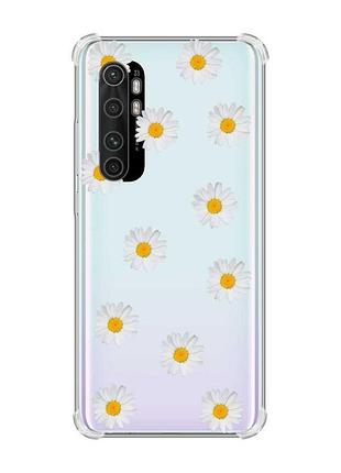 Чохол з потовщеними кутами на xiaomi mi note 10 lite фон ромашки (принт 41)
