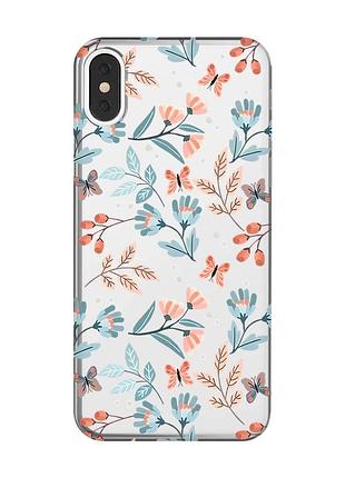 Прозрачный чехол на iphone x / xs :: цветочный фон (принт 370)