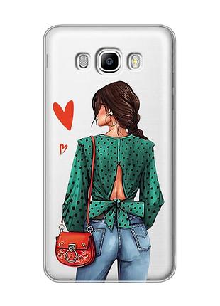 Прозрачный чехол на samsung galaxy j7(2016) j710 девушка в зеленом (принт 224)