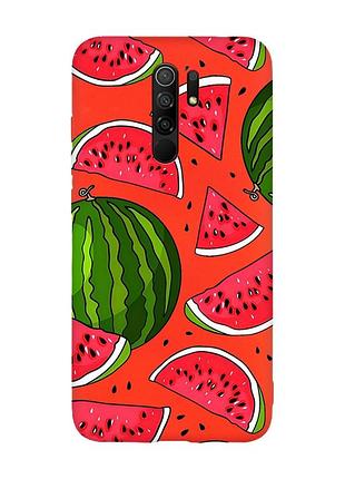 Матовий червоний чохол на xiaomi redmi note 8 pro :: кавуни (принт 341)