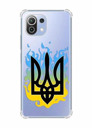 Чохол з потовщеними кутами на xiaomi mi 11 lite :: тризуб полум'я (принт 257)