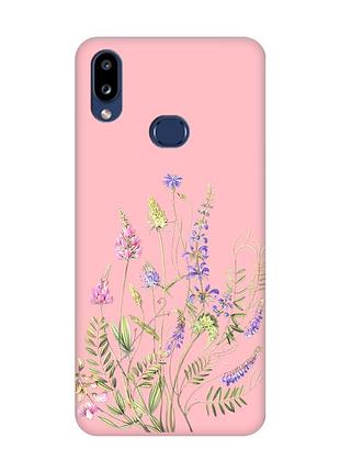 Матовий рожевий чохол на samsung galaxy a10s (a107) :: квіткова ідилія (принт 382)