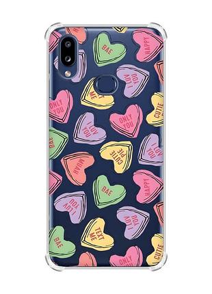Чехол с утолщенными углами на samsung galaxy a10s (a107) :: сердечка с текстом (принт 333)