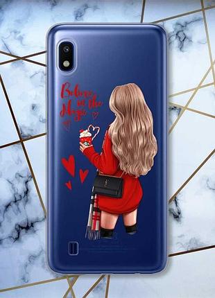 Чехол на samsung galaxy a10 (2019) a105 девушка с кофе принт 137