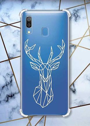 Чехол с утолщёнными углами на samsung galaxy a30 (2019)/a20 (2019) олень (принт 129)
