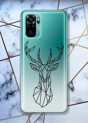 Прозрачный чехол на xiaomi redmi note 10 / note 10s :: олень (принт 128)