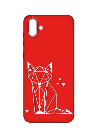 Матовый красный чехол на samsung galaxy a04 :: лиса (принт 127)