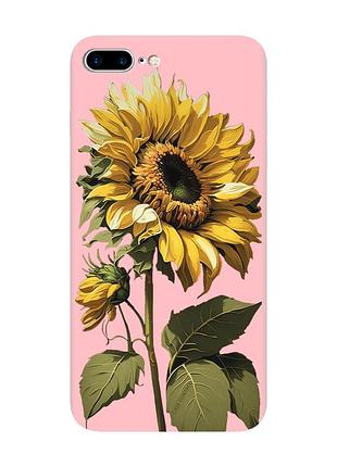 Матовый розовый чехол на iphone 7 plus/8 plus :: подсолнечник (принт 274)