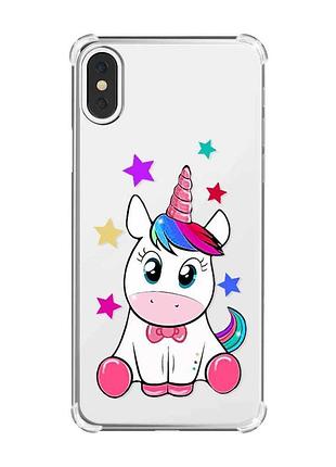 Чохол з потовщеними кутами на iphone x/xs :: єдиноріг (принт 102)