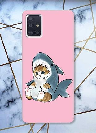 Матовый розовый чехол на samsung galaxy a71 / a715 котёнок принт 120