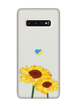 Прозрачный чехол на samsung galaxy s10 :: желтые цветы (принт 364)