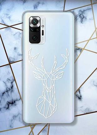 Прозрачный чехол для xiaomi redmi note 10 pro/10 pro max :: олень (принт 129)