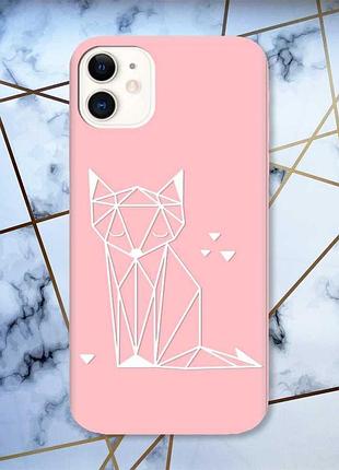 Матовый розовый чехол на iphone 11 :: лиса (принт 127)