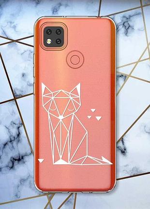 Прозрачный чехол для xiaomi redmi 9c лиса (принт 127)