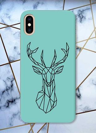 Матовый бирюзовый чехол на iphone xs max :: олень (принт 128)