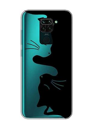 Прозорий чохол на xiaomi redmi note 9 котики (принт 118)
