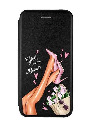 Чехол-книжка с рисунком для xiaomi redmi note 8t черный; ножки (принт 62)