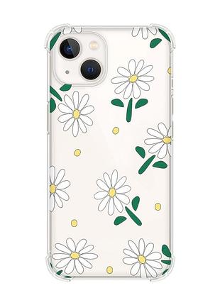 Чехол с утолщёнными углами на iphone 14 plus :: ромашки (принт 368)