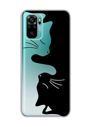 Прозрачный чехол для xiaomi redmi note 10 / note 10s кошечки (принт 118)