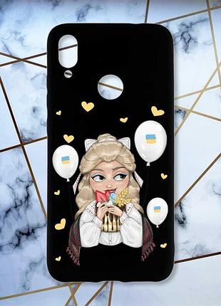 Матовый чехол с черными боками на xiaomi redmi note 7/7 pro :: украинка со сладостями /принт 175/