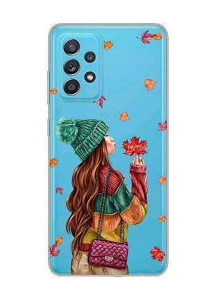 Прозорий чохол на samsung galaxy a52 :: дівчина з листям (принт 221)