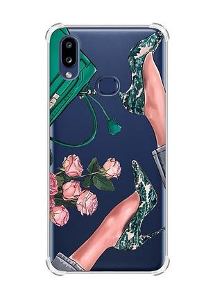 Чехол с утолщенными углами на samsung galaxy a10s/a107 :: туфельки и цветы (принт 225)