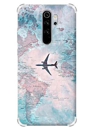 Чехол с утолщёнными углами на xiaomi redmi note 8 pro :: путешествия. карта (принт 317)