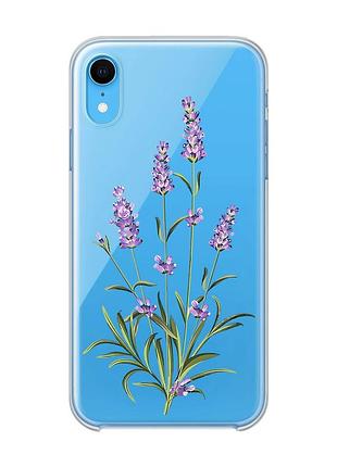 Прозрачный чехол на iphone xr :: веточки лаванды (принт 266)