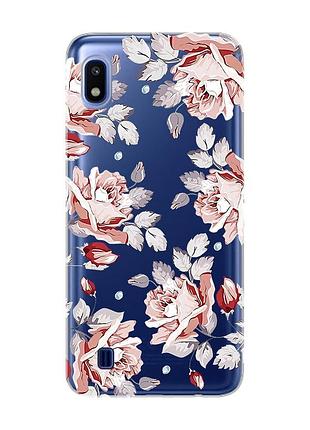 Прозрачный чехол на samsung galaxy a10 (2019) a105 :: фон розы (принт 273)