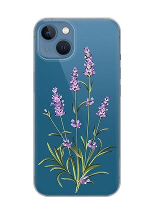 Прозрачный чехол на iphone 13 :: веточки лаванды (принт 266)