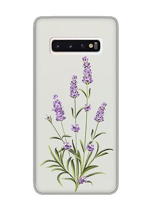 Прозрачный чехол на samsung galaxy s10 :: веточки лаванды (принт 266)