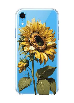 Прозрачный чехол на iphone xr :: подсолнечник (принт 274)
