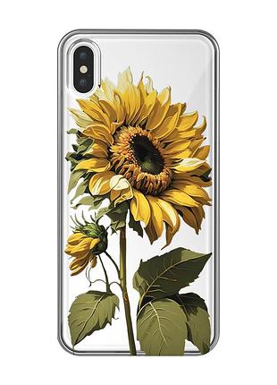 Прозрачный чехол на iphone xs max :: подсолнечник (принт 274)