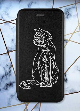 Чехол-книжка с рисунком на iphone 11 :: черный :: кошечка (принт 125)