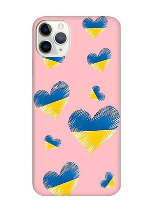 Матовий рожевий чохол на iphone 11 pro (5.8) :: сердечка. україна (принт 258)