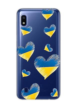 Прозрачный чехол на samsung galaxy a10 (2019) a105 :: сердечка. украина (принт 258)