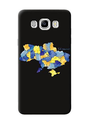 Матовый черный чехол на samsung galaxy j7(2016) j710 :: карта украины (принт 261)