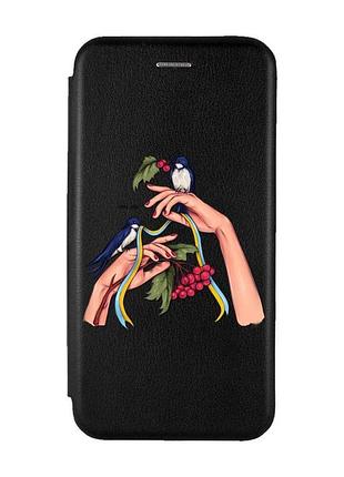 Чехол-книжка с рисунком на iphone 7 plus/8 plus :: черный :: ласточки (принт 15)