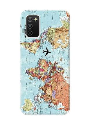 Чехол на samsung galaxy a03s :: карта мира (принт 318)