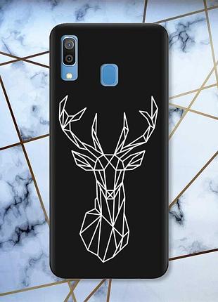 Матовий чорний чохол на samsung galaxy a30 (2019)/a20 (2019) олень (принт 129)