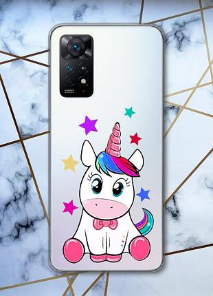Прозрачный чехол для xiaomi redmi note 11 pro/12 pro 4g :: единорог (принт 102)